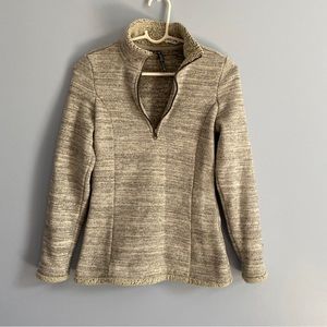 Kuhl Womens Alaska Quarter 1/4 Zip Tan Shearling Fleece Trim #4210